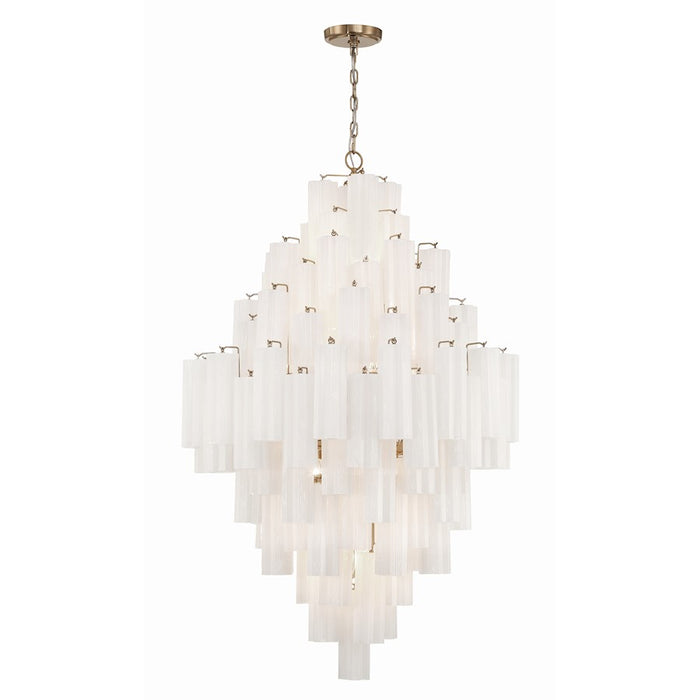 Crystorama Addis 20 Light Chandelier, Aged Brass/White