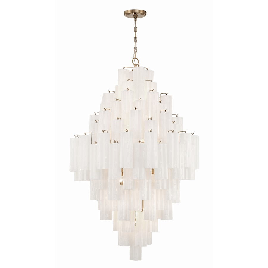 Crystorama Addis 20 Light Chandelier, Aged Brass/White