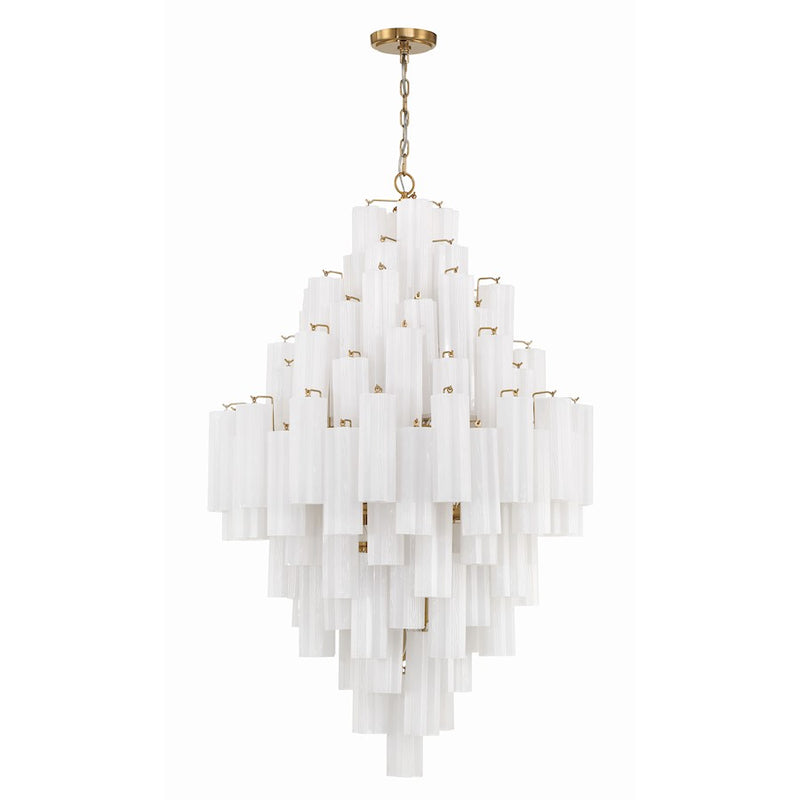 Crystorama Addis 20 Light Chandelier, Aged Brass/White