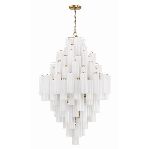 Crystorama Addis 20 Light Chandelier, Aged Brass/White