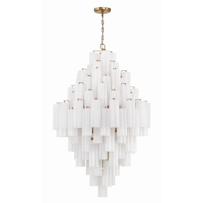 Crystorama Addis 20 Light Chandelier, Aged Brass/White