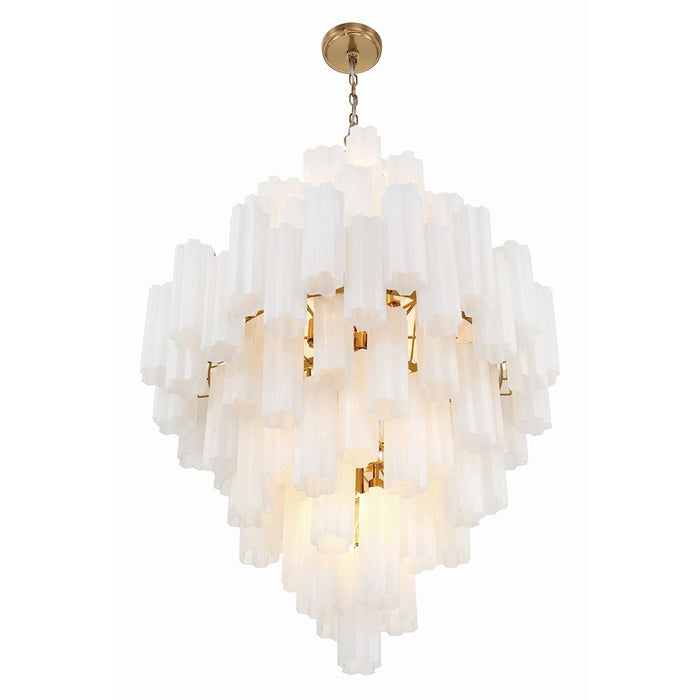 Crystorama Addis 20 Light Chandelier, Aged Brass/White