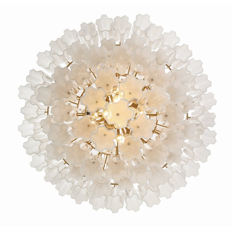 Crystorama Addis 20 Light Chandelier, Aged Brass/White
