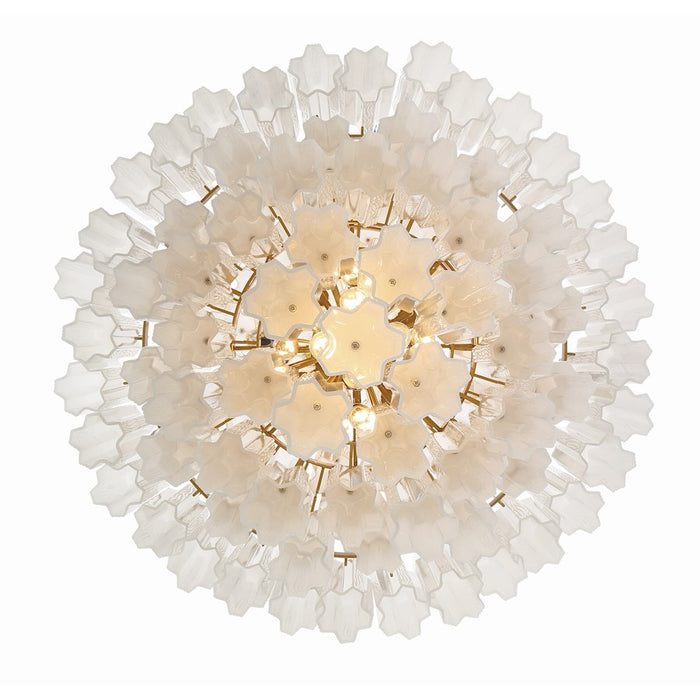 Crystorama Addis 20 Light Chandelier, Aged Brass/White
