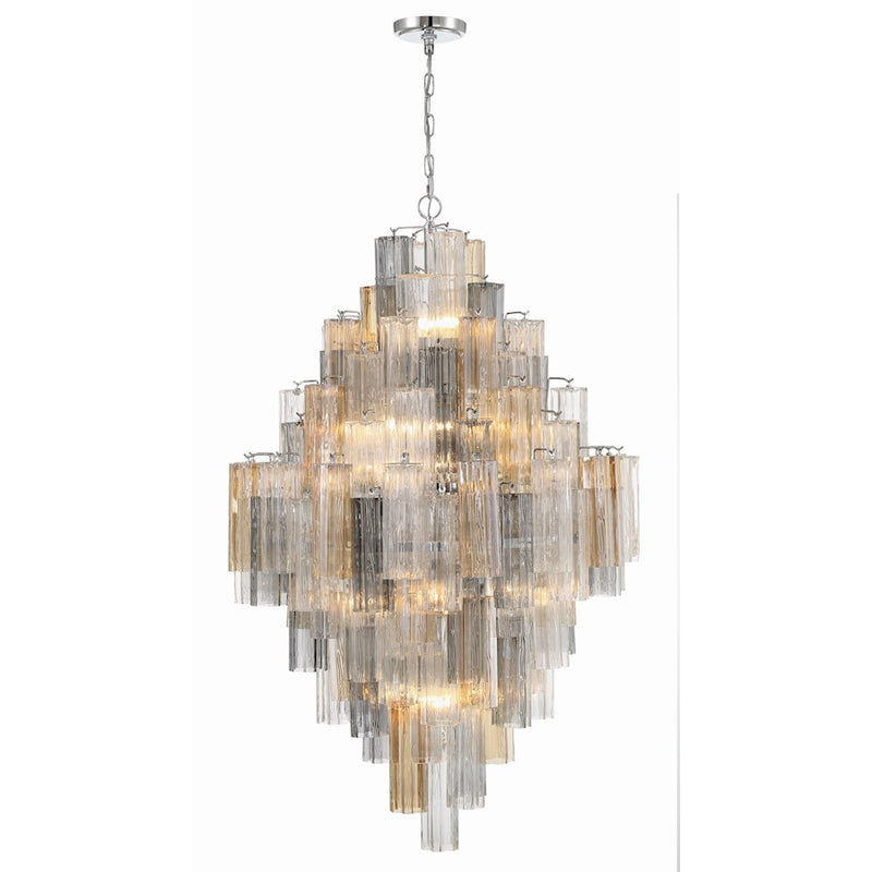 Crystorama Addis 20 Light Chandelier, Polished Chrome/Autumn
