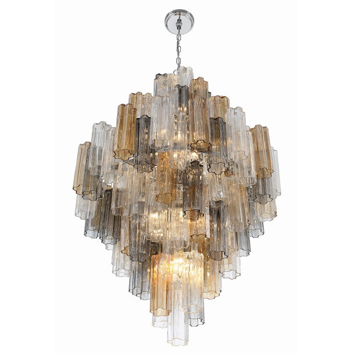 Crystorama Addis 20 Light Chandelier, Polished Chrome/Autumn