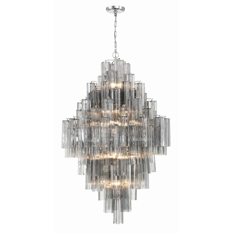Crystorama Addis 20 Light Chandelier, Polished Chrome/Smoke