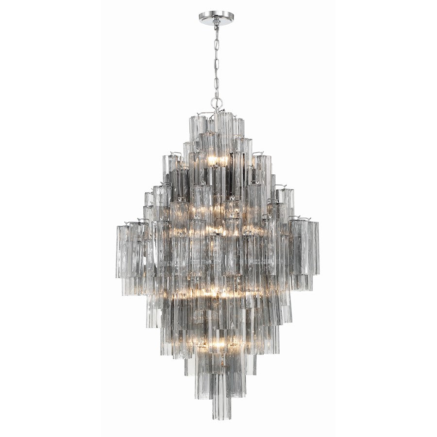 Crystorama Addis 20 Light Chandelier, Polished Chrome/Smoke