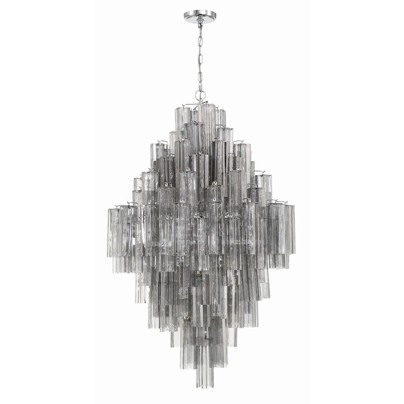 Crystorama Addis 20 Light Chandelier, Polished Chrome/Smoke