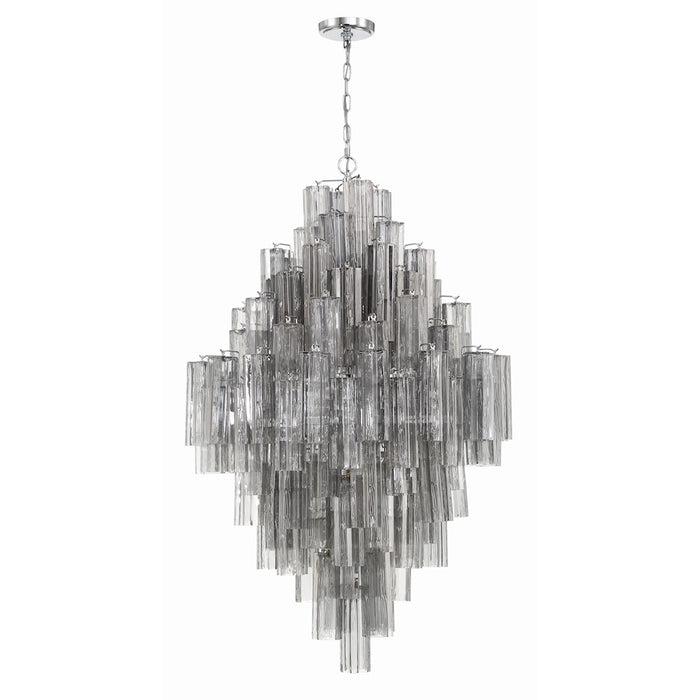 Crystorama Addis 20 Light Chandelier, Polished Chrome/Smoke
