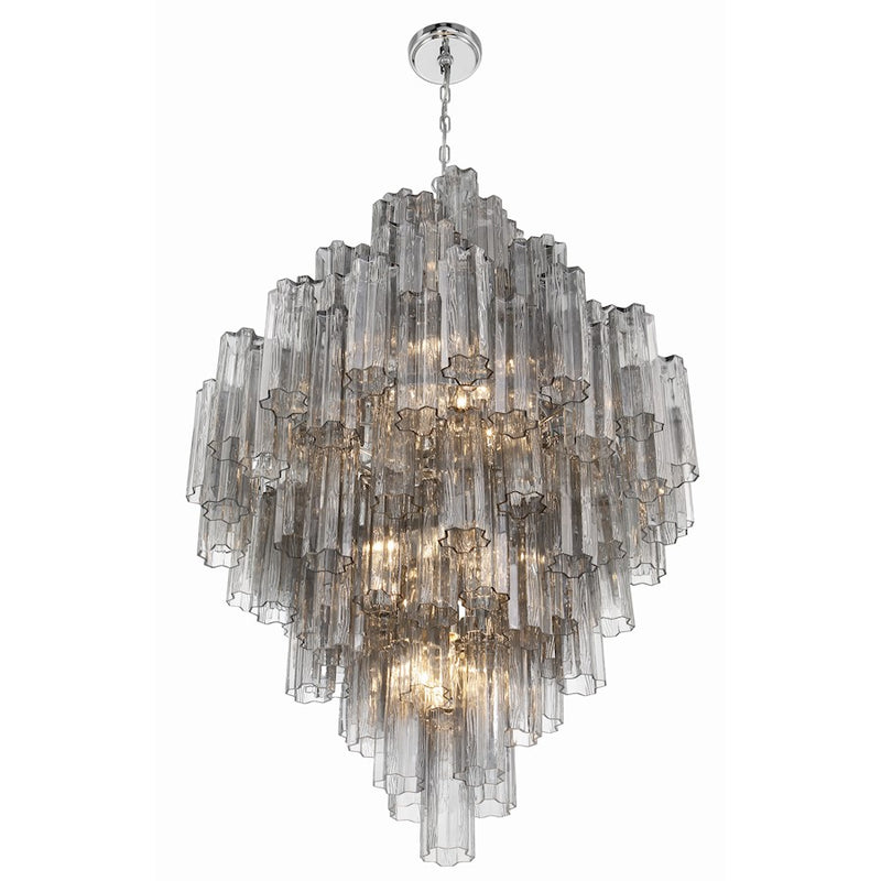 Crystorama Addis 20 Light Chandelier, Polished Chrome/Smoke