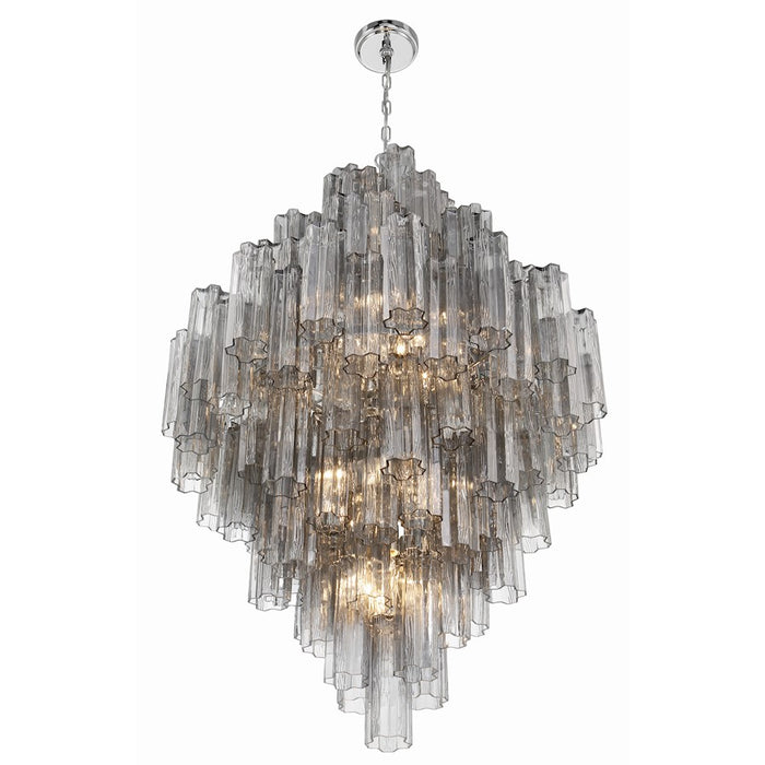 Crystorama Addis 20 Light Chandelier, Polished Chrome/Smoke
