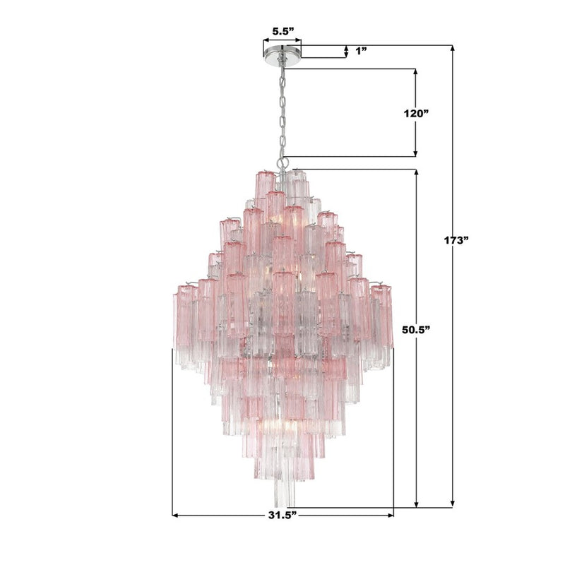 Crystorama Addis 20 Light Chandelier, Chrome/Spring