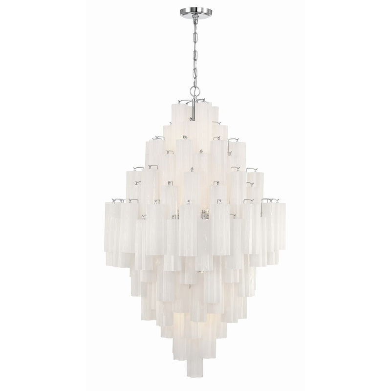 Crystorama Addis 20 Light Chandelier, Polished Chrome/White