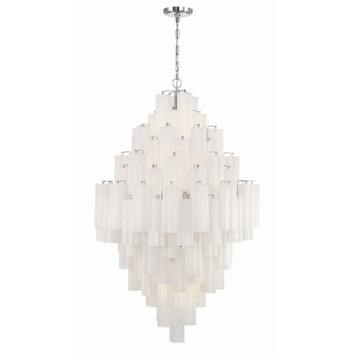 Crystorama Addis 20 Light Chandelier, Polished Chrome/White