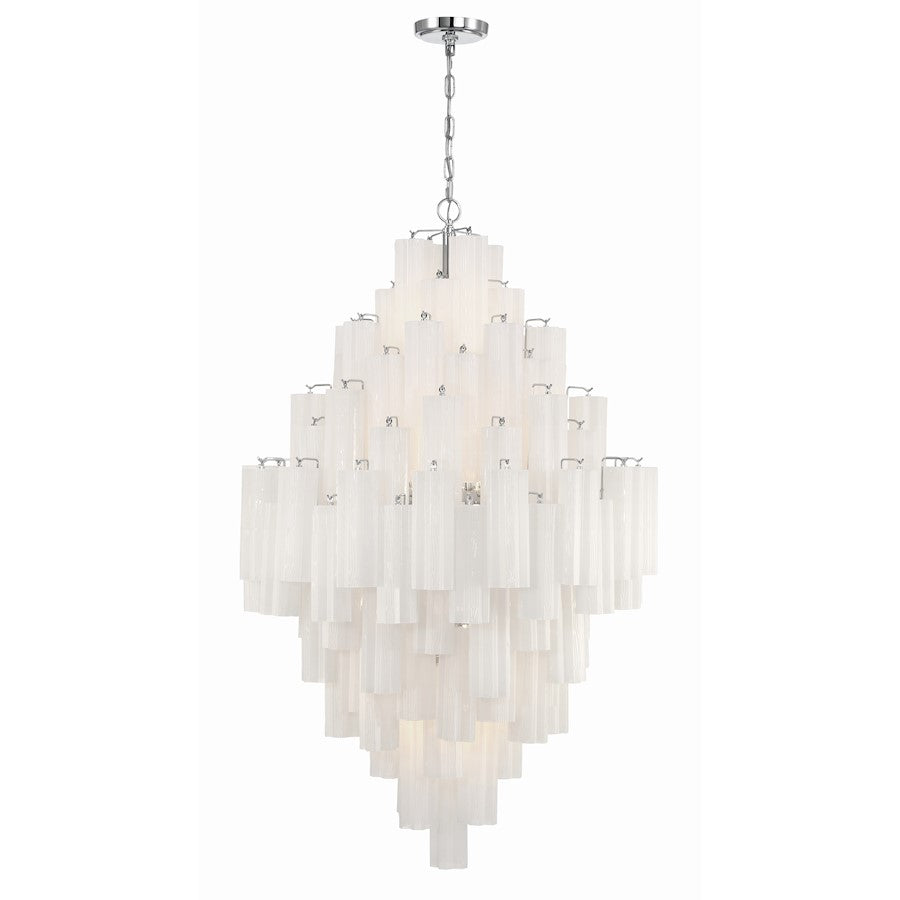 Crystorama Addis 20 Light Chandelier, Polished Chrome/White