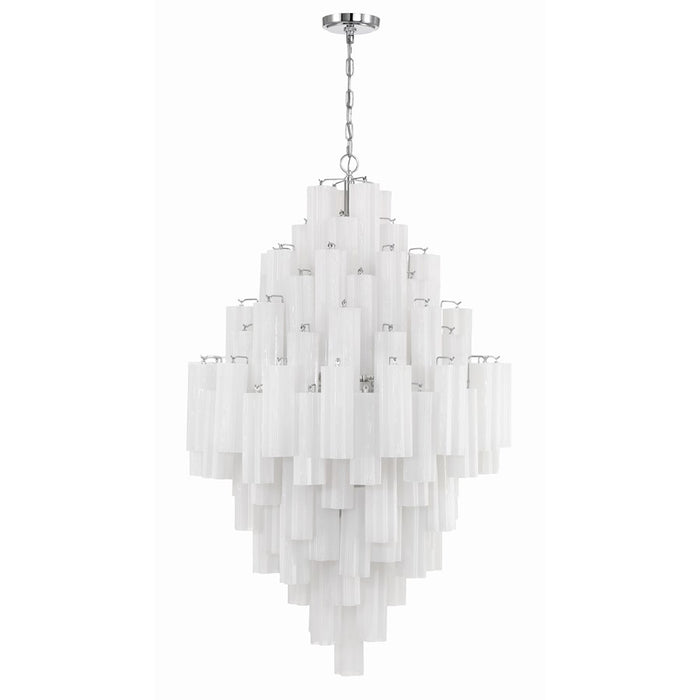 Crystorama Addis 20 Light Chandelier, Polished Chrome/White