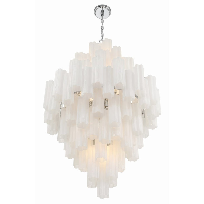 Crystorama Addis 20 Light Chandelier, Polished Chrome/White