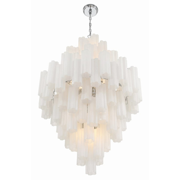 Crystorama Addis 20 Light Chandelier, Polished Chrome/White