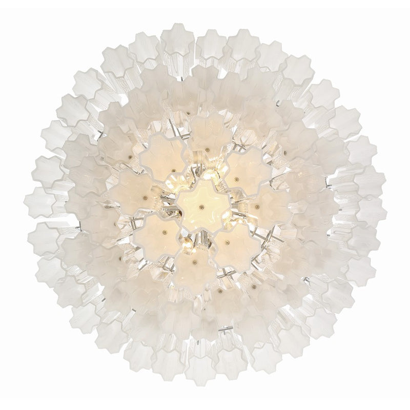 Crystorama Addis 20 Light Chandelier, Polished Chrome/White