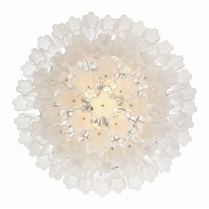 Crystorama Addis 20 Light Chandelier, Polished Chrome/White