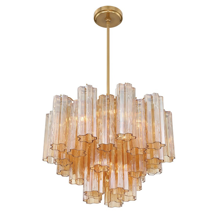 Crystorama Addis 7 Light Flush Mount, Brass/Tronchi Glass Amber