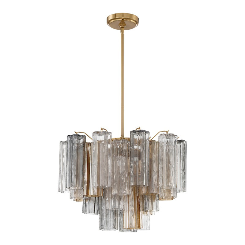 Crystorama Addis 7 Light Flush Mount, Brass/Tronchi Glass Autumn
