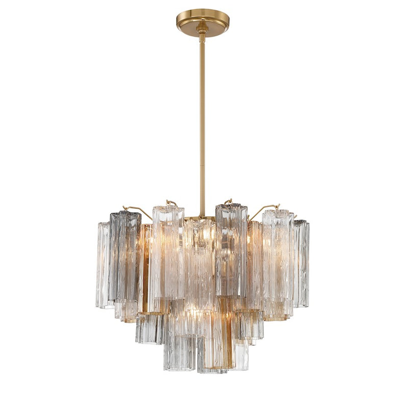 Crystorama Addis 7 Light Flush Mount, Brass/Tronchi Glass Autumn
