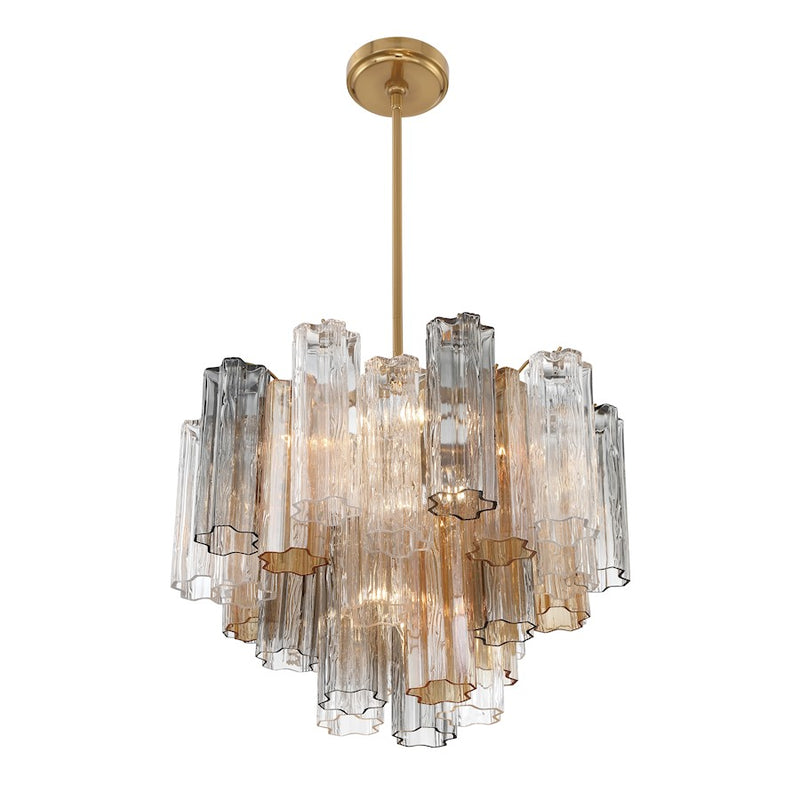 Crystorama Addis 7 Light Flush Mount, Brass/Tronchi Glass Autumn