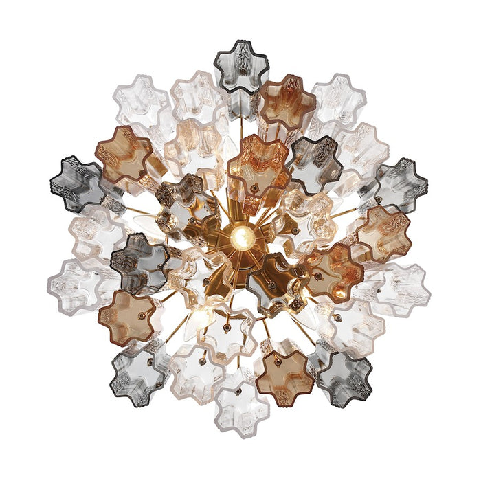 Crystorama Addis 7 Light Flush Mount, Brass/Tronchi Glass Autumn