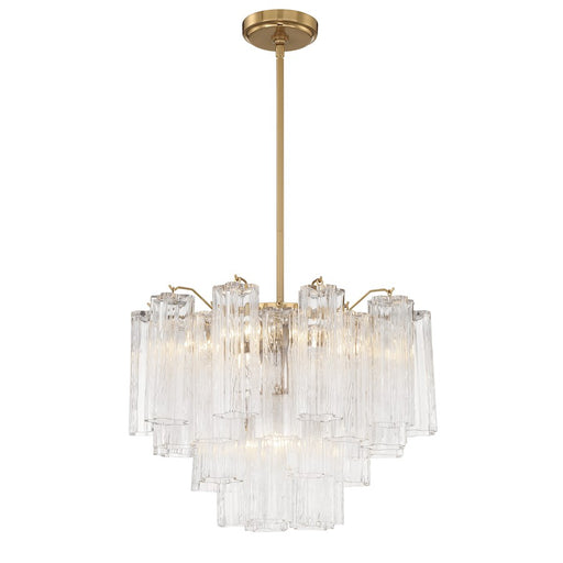 Crystorama Addis 7 Light Flush Mount, Brass/Tronchi Glass Clear