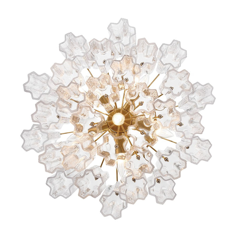Crystorama Addis 7 Light Flush Mount, Brass/Tronchi Glass Clear