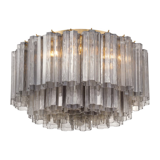 Crystorama Addis 7 Light Flush, Gray/Brass/Gold/Smoke