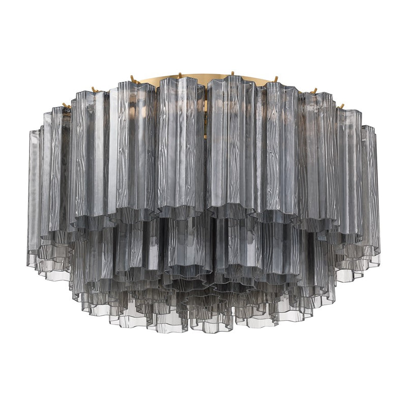 Crystorama Addis 7 Light Flush, Gray/Brass/Gold/Smoke