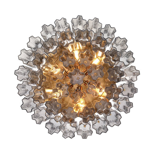 Crystorama Addis 7 Light Flush, Gray/Brass/Gold/Smoke