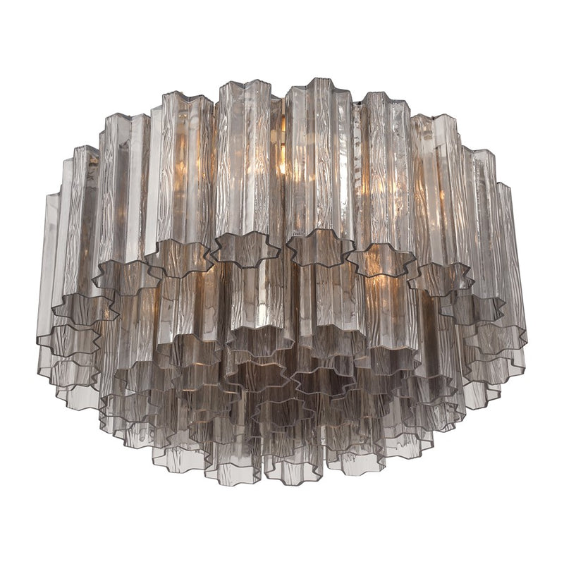 Crystorama Addis 7 Light Flush, Gray/Brass/Gold/Smoke