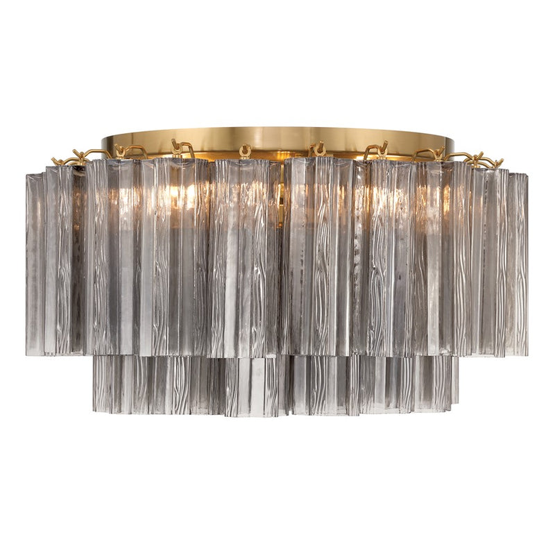 Crystorama Addis 7 Light Flush, Gray/Brass/Gold/Smoke