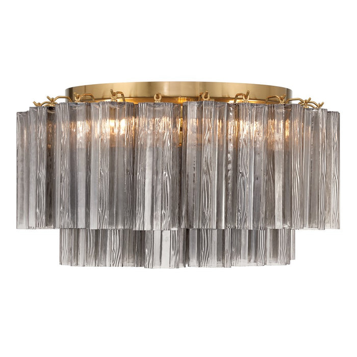 Crystorama Addis 7 Light Flush, Gray/Brass/Gold/Smoke