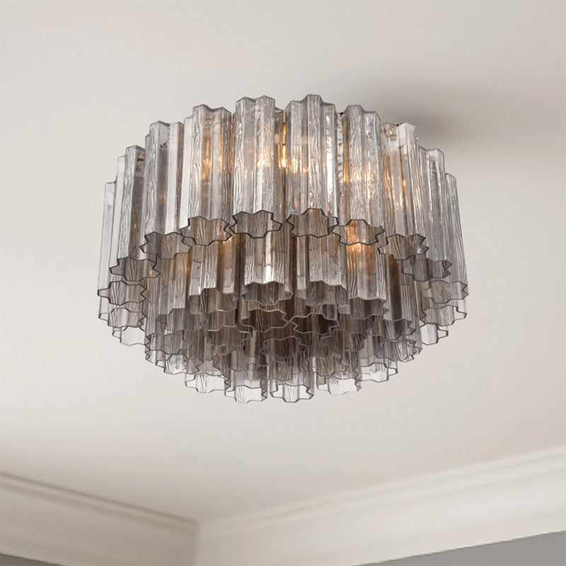 Crystorama Addis 7 Light Flush, Gray/Brass/Gold/Smoke
