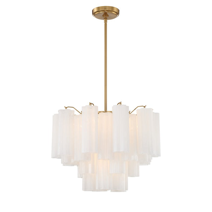 Crystorama Addis 7 Light Flush Mount, Brass/Tronchi Glass White
