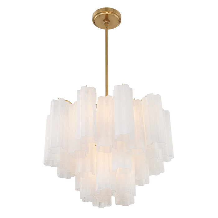 Crystorama Addis 7 Light Flush Mount, Brass/Tronchi Glass White