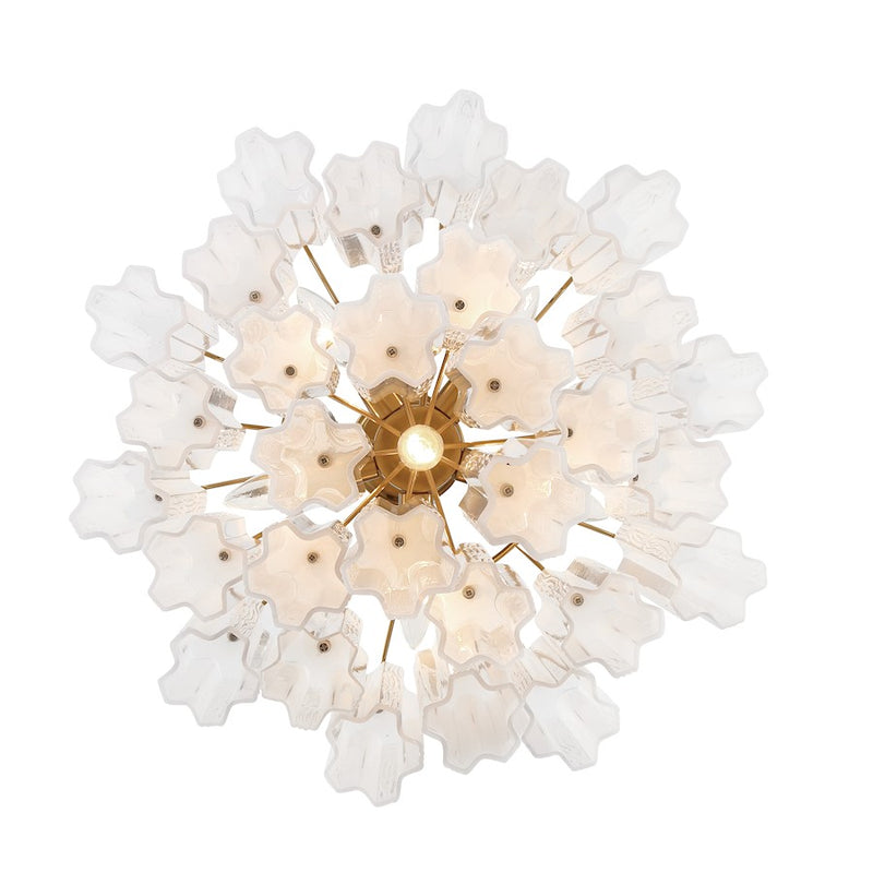 Crystorama Addis 7 Light Flush Mount, Brass/Tronchi Glass White