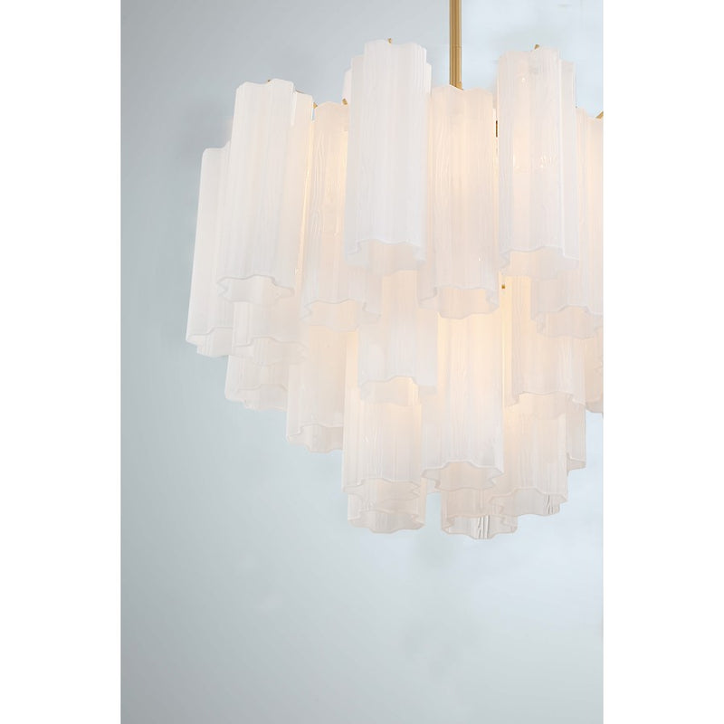 Crystorama Addis 7 Light Flush Mount, Brass/Tronchi Glass White