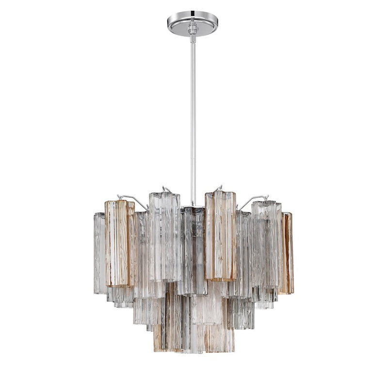 Crystorama Addis 7Lt Flush Mount, Chrome/Tronchi Glass Autumn