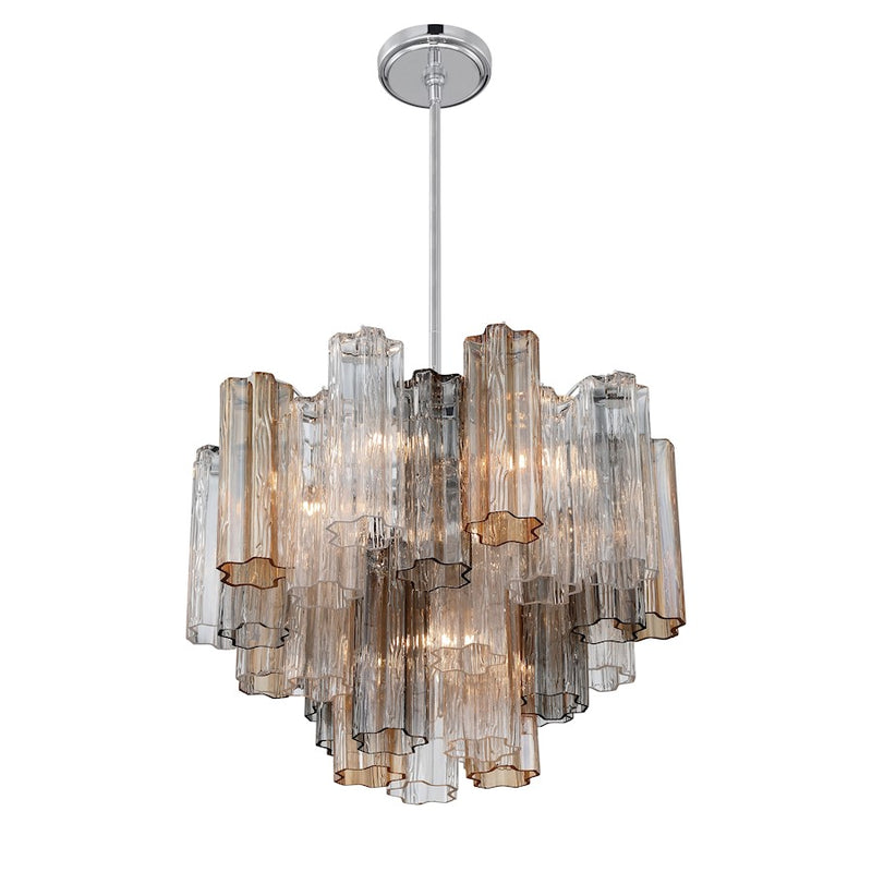Crystorama Addis 7Lt Flush Mount, Chrome/Tronchi Glass Autumn