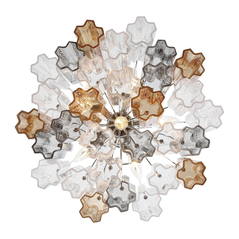 Crystorama Addis 7Lt Flush Mount, Chrome/Tronchi Glass Autumn
