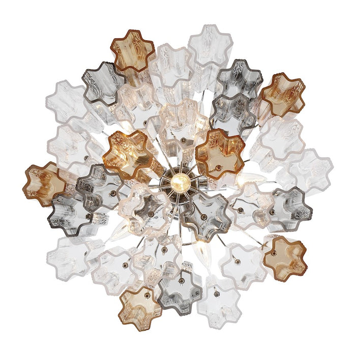 Crystorama Addis 7Lt Flush Mount, Chrome/Tronchi Glass Autumn