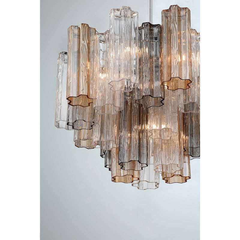 Crystorama Addis 7Lt Flush Mount, Chrome/Tronchi Glass Autumn