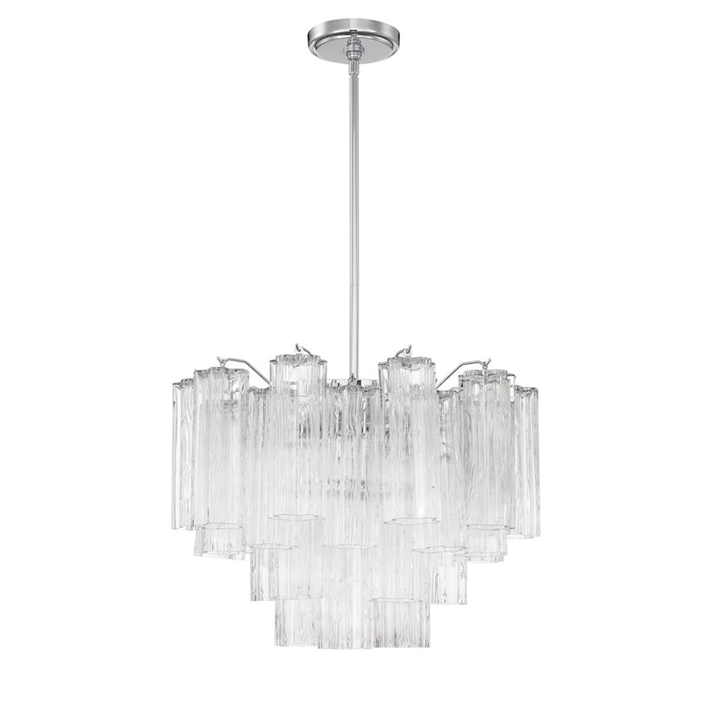 Crystorama Addis 7 Light Flush Mount, Chrome/Tronchi Glass Clear