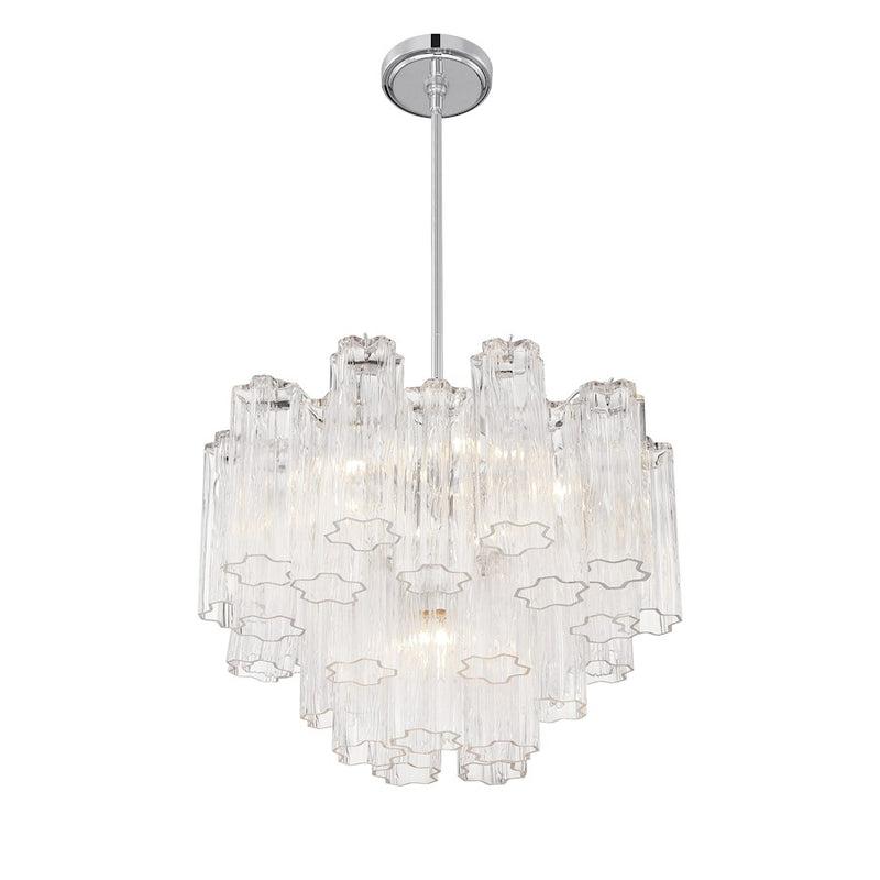 Crystorama Addis 7 Light Flush Mount, Chrome/Tronchi Glass Clear